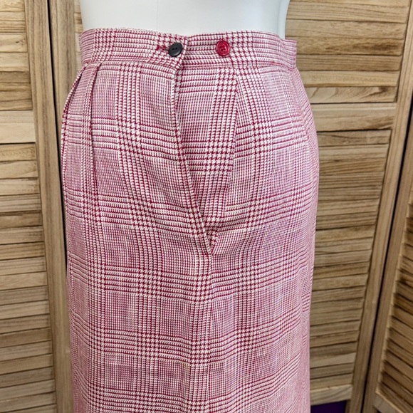 Karen Scott Pink White Plaid Skirt Blouse Blazer Suit 3-Piece Set 14-16 VIntage - Picture 11 of 13